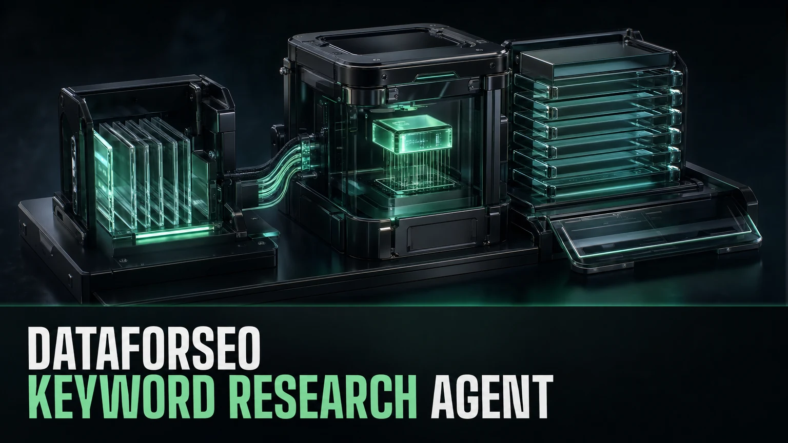 DataForSEO keyword research agent on SandBase cover; editorial artwork, not a test result