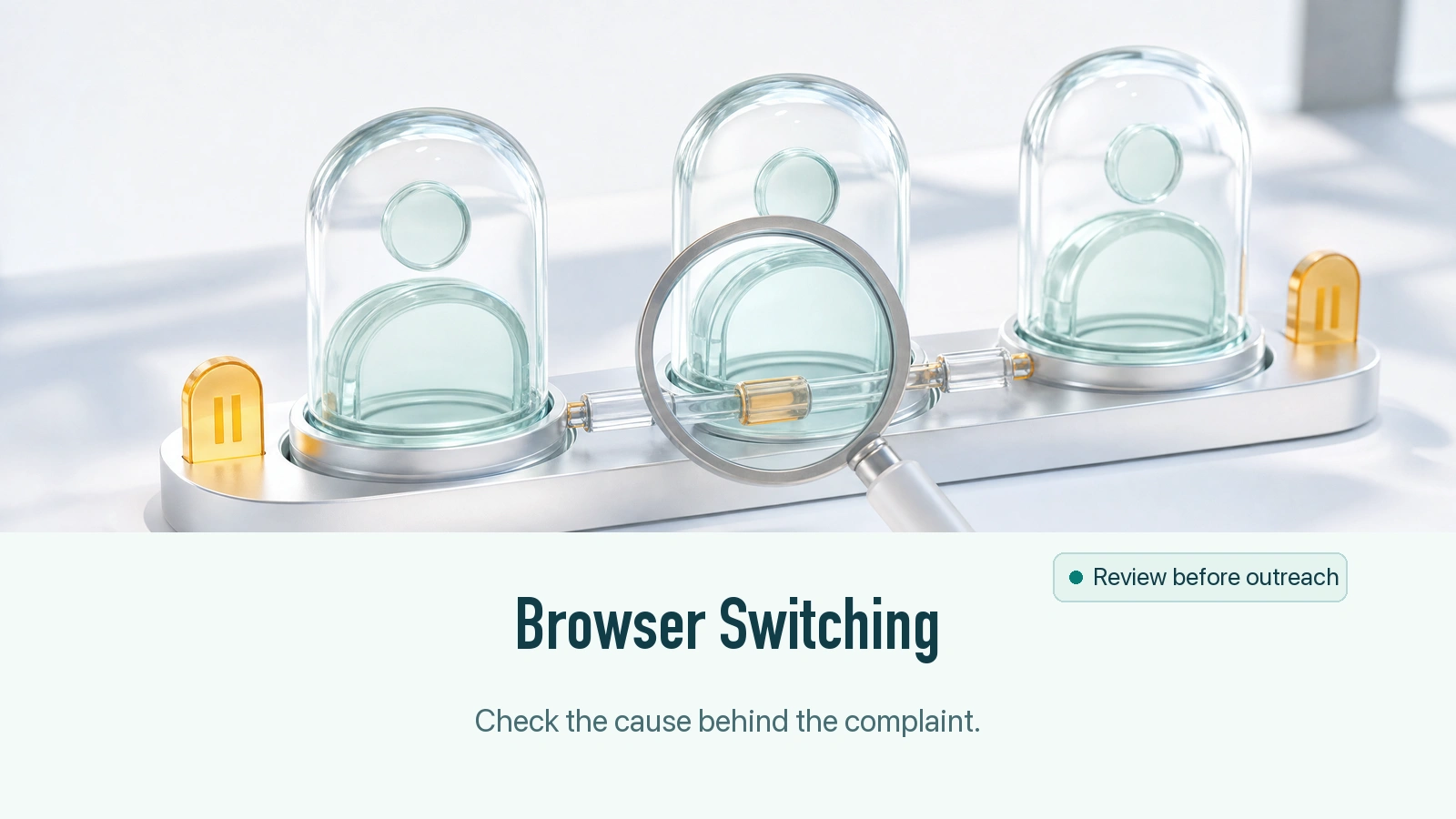 Browser switching: examine linked profiles and the cause of a suspension complaint