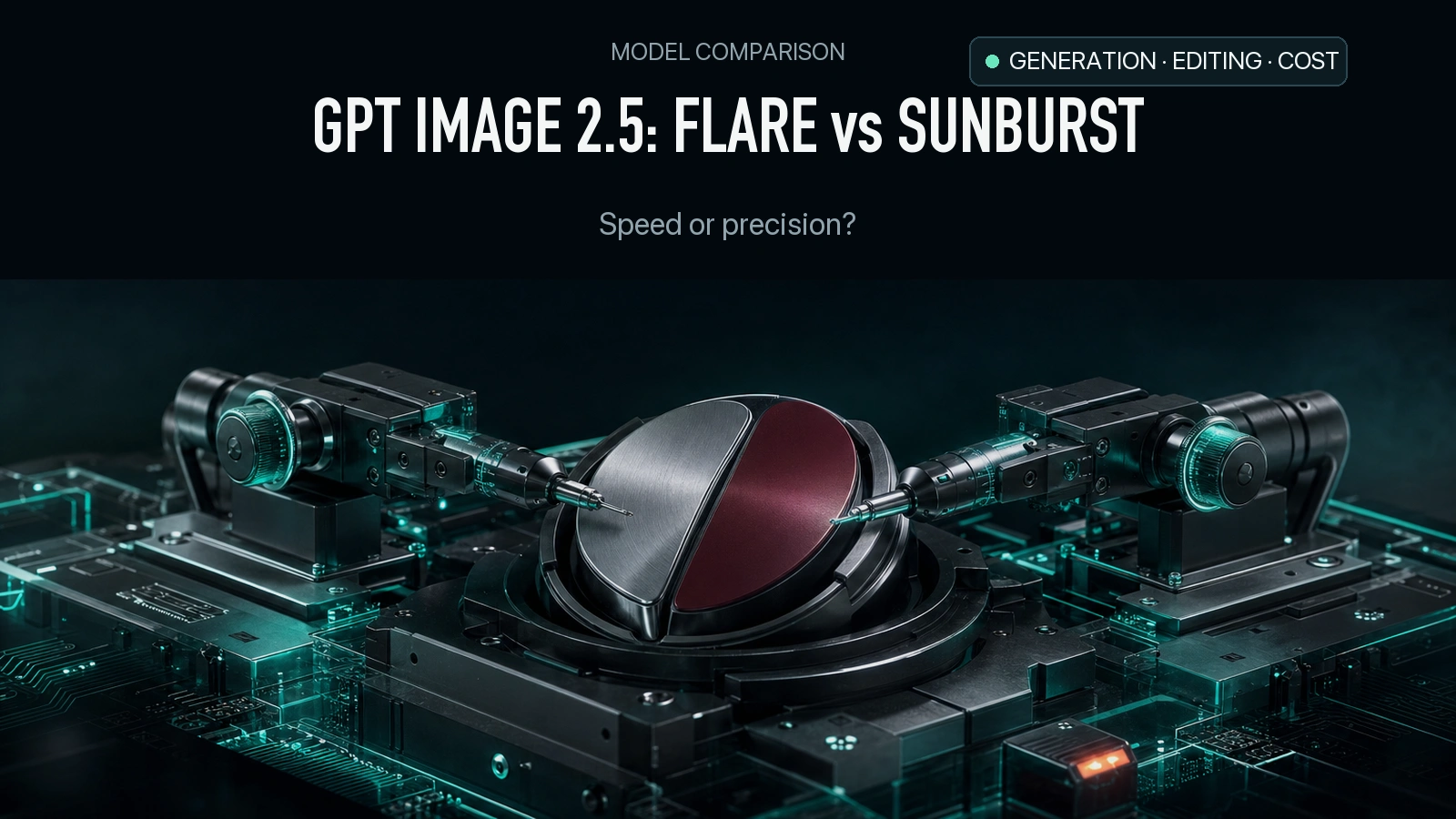GPT Image 2.5 Flare vs Sunburst, with a split silver and burgundy headphone shell