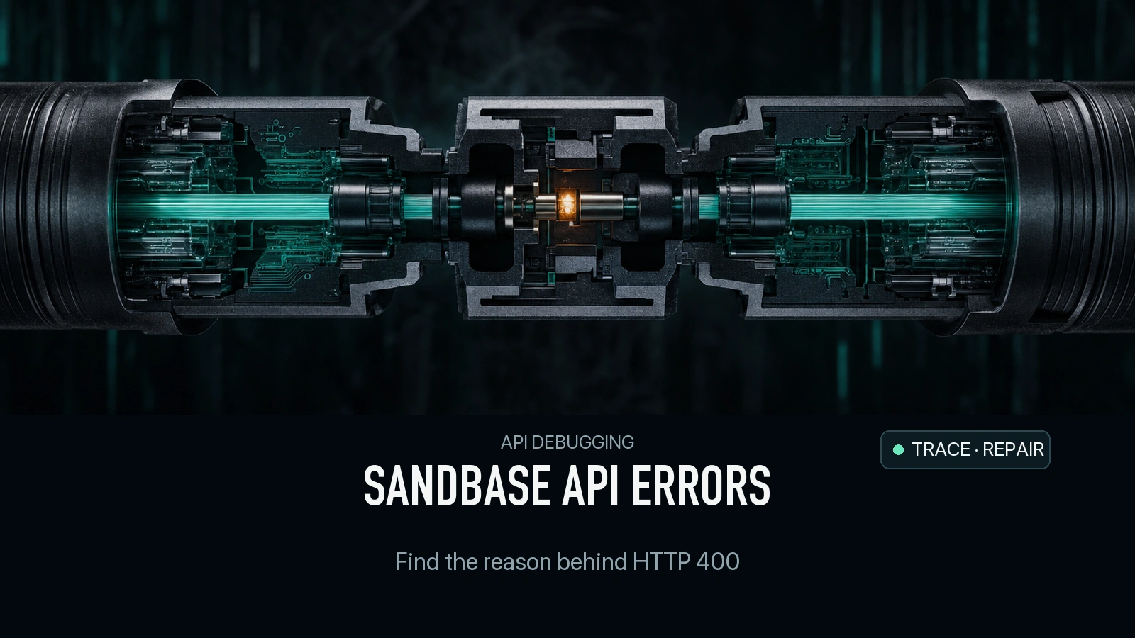 SandBase API debugging cover with a cutaway connector above the headline