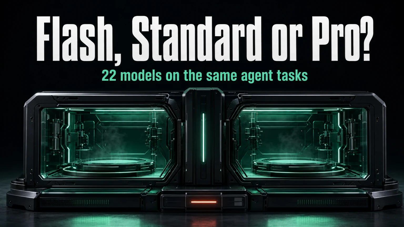 Cheap LLM for AI agents benchmark cover comparing Pro and Flash model tiers; editorial artwork, not a test result