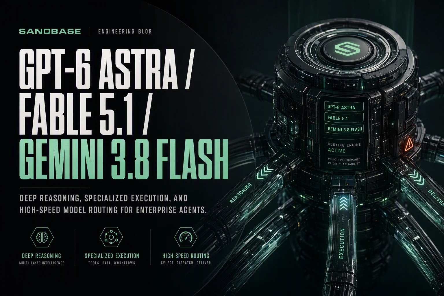 Dark technology cover comparing Gemini 3.8 Flash, GPT-6 Astra, and Claude Fable 5.1