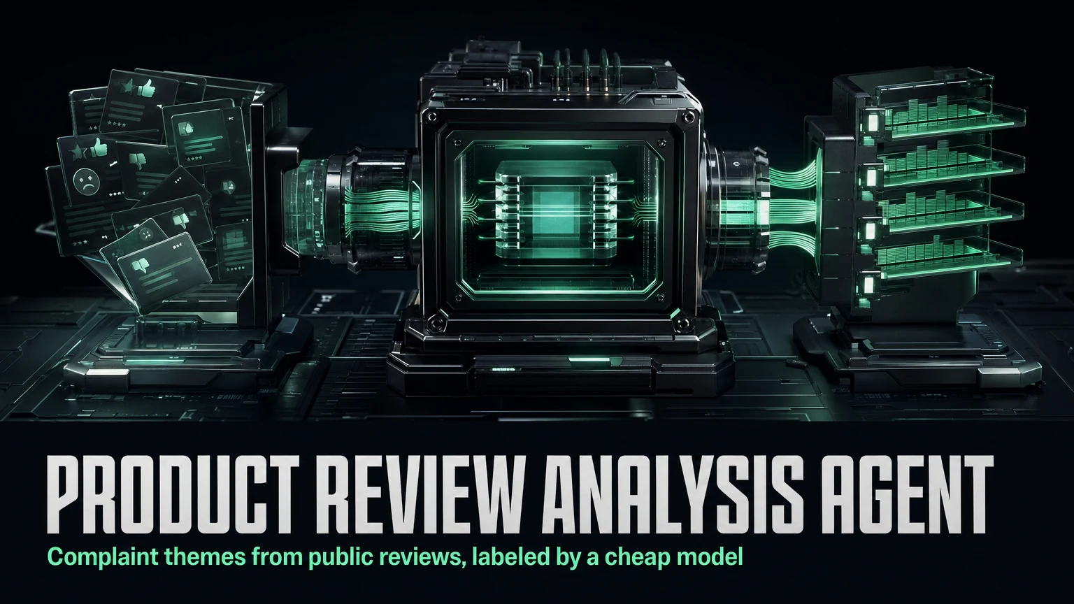 Cover for a product review analysis agent tutorial covering TikTok Shop and Xiaohongshu reviews