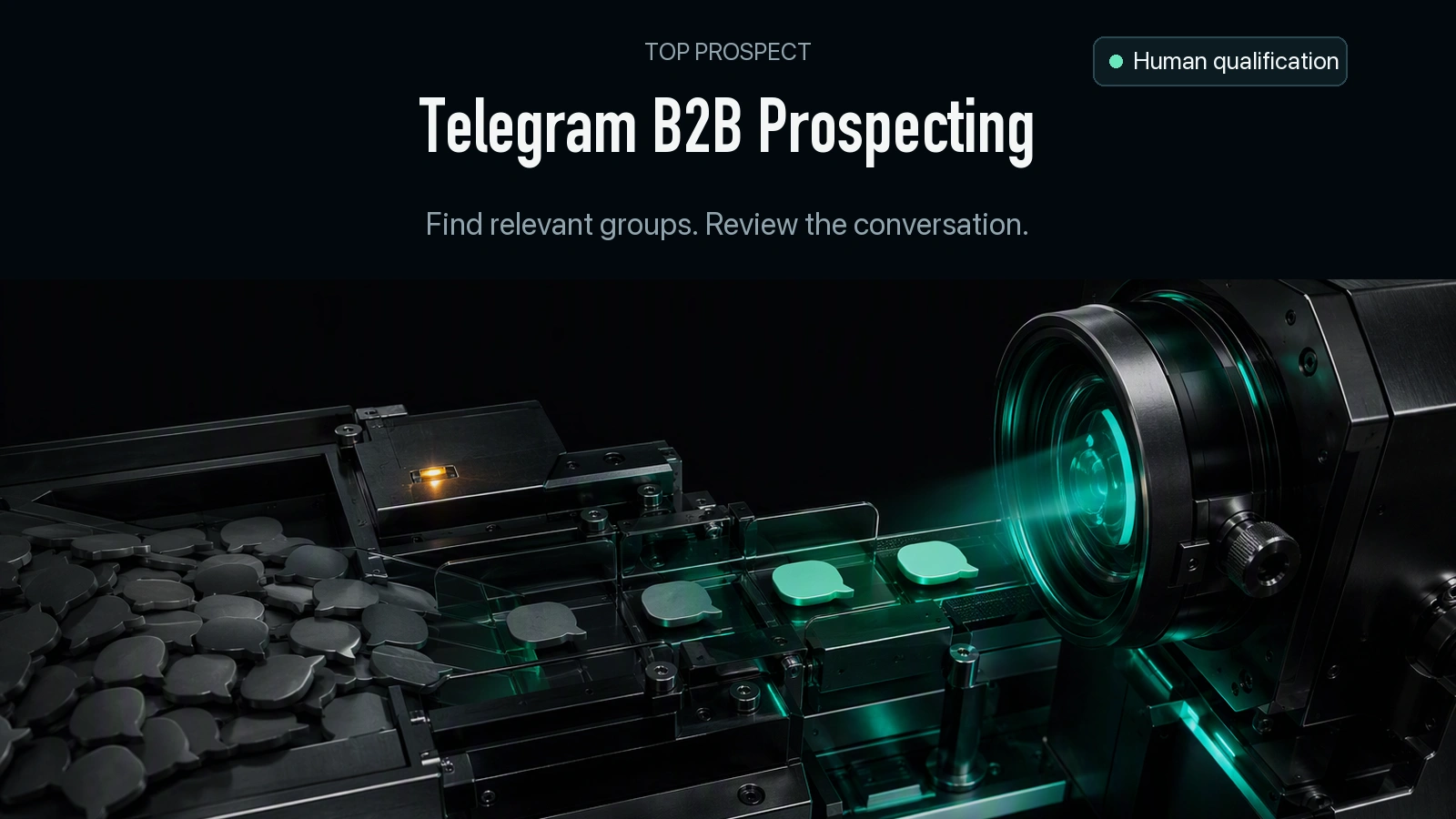 Prospección B2B en Telegram: seleccionar conversaciones para revisión humana