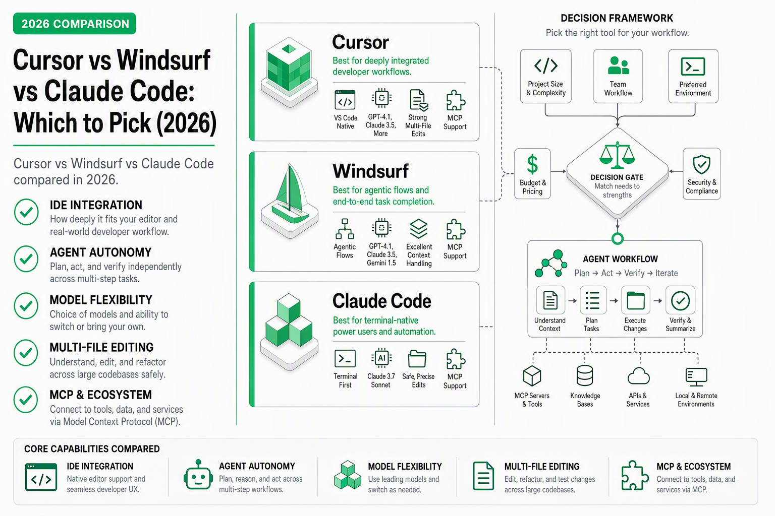 Cursor vs Windsurf vs Claude Code comparison 2026