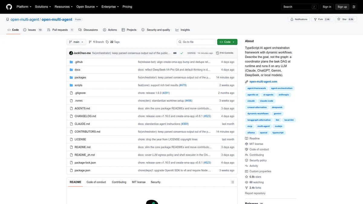 Open Multi-Agent GitHub repository