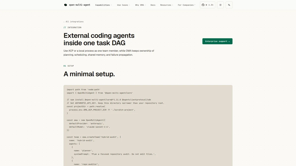 OMA documentation for external coding agents in one DAG