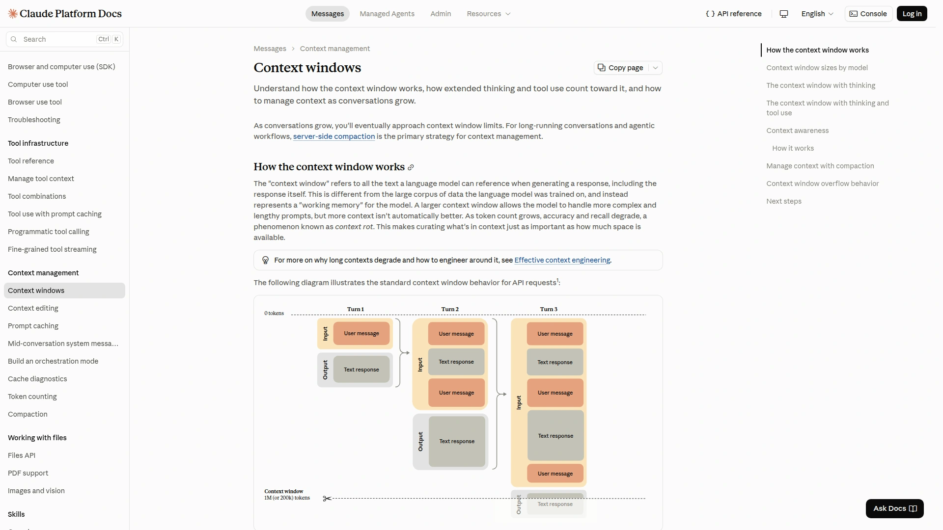 Anthropic context-window documentation explaining the 1M default and Haiku's long-prompt exception
