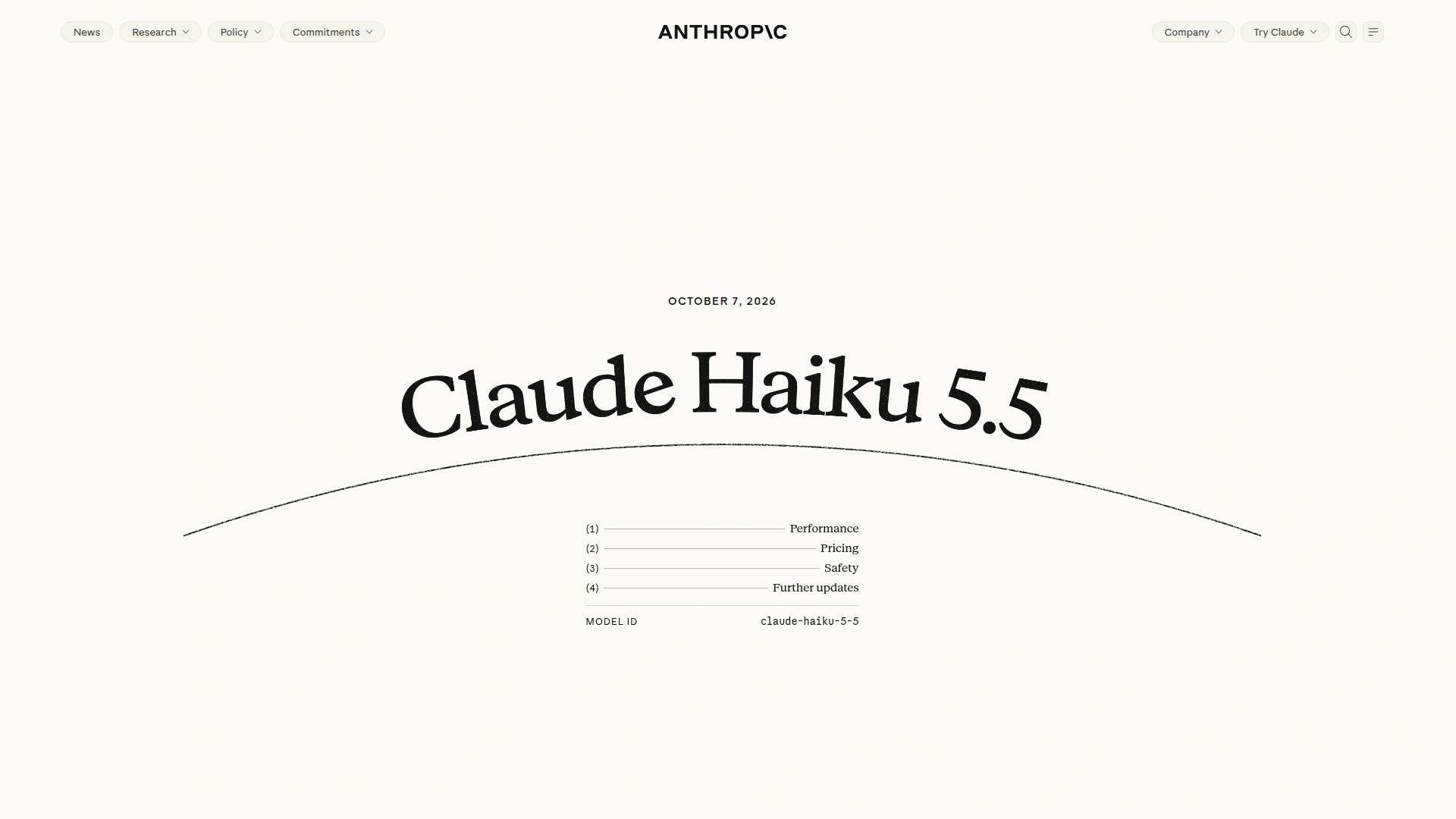 Anthropic launch page for Claude Haiku 5.5 showing the model positioning and benchmark section