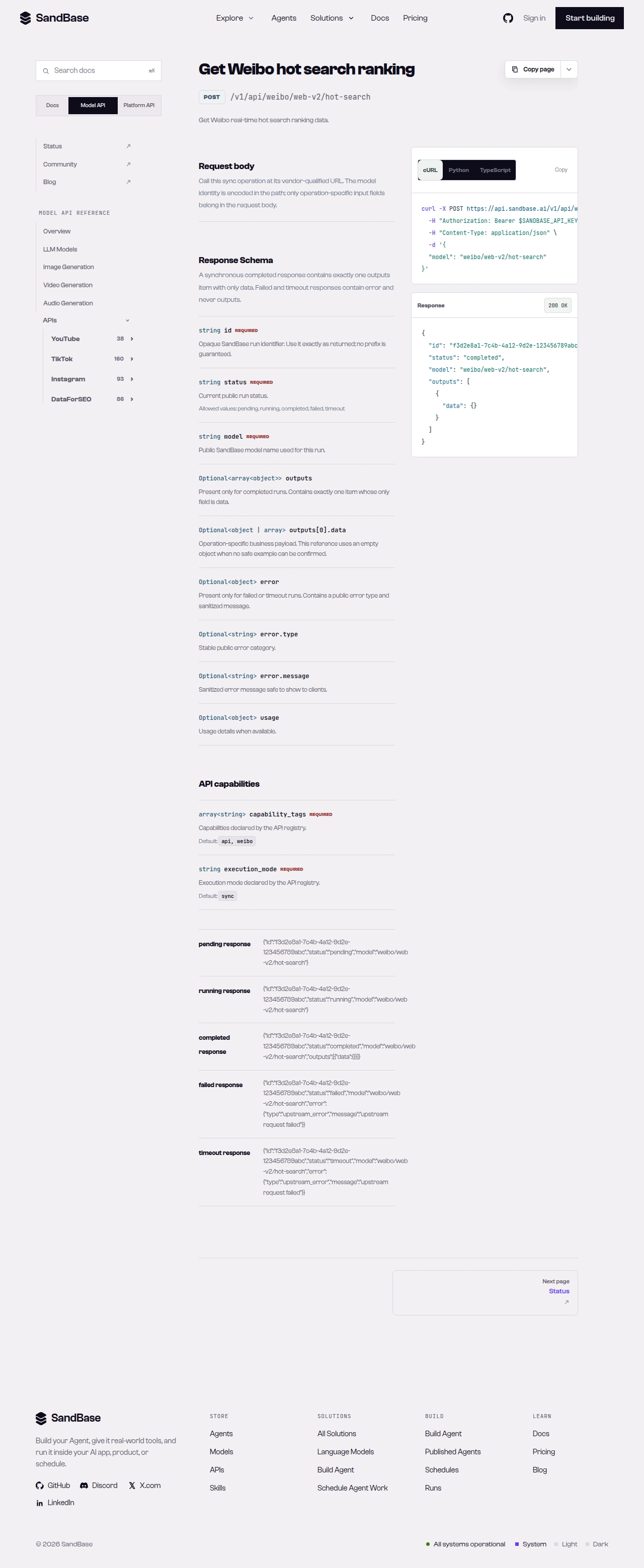 SandBase API reference for a hot-list endpoint used in this cross-platform workflow