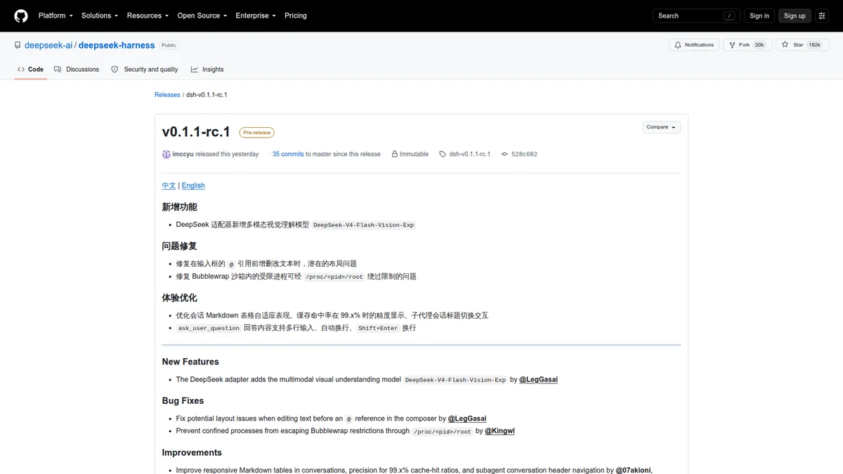 DeepSeek Harness v0.1.1-rc.1 adding a vision-understanding model