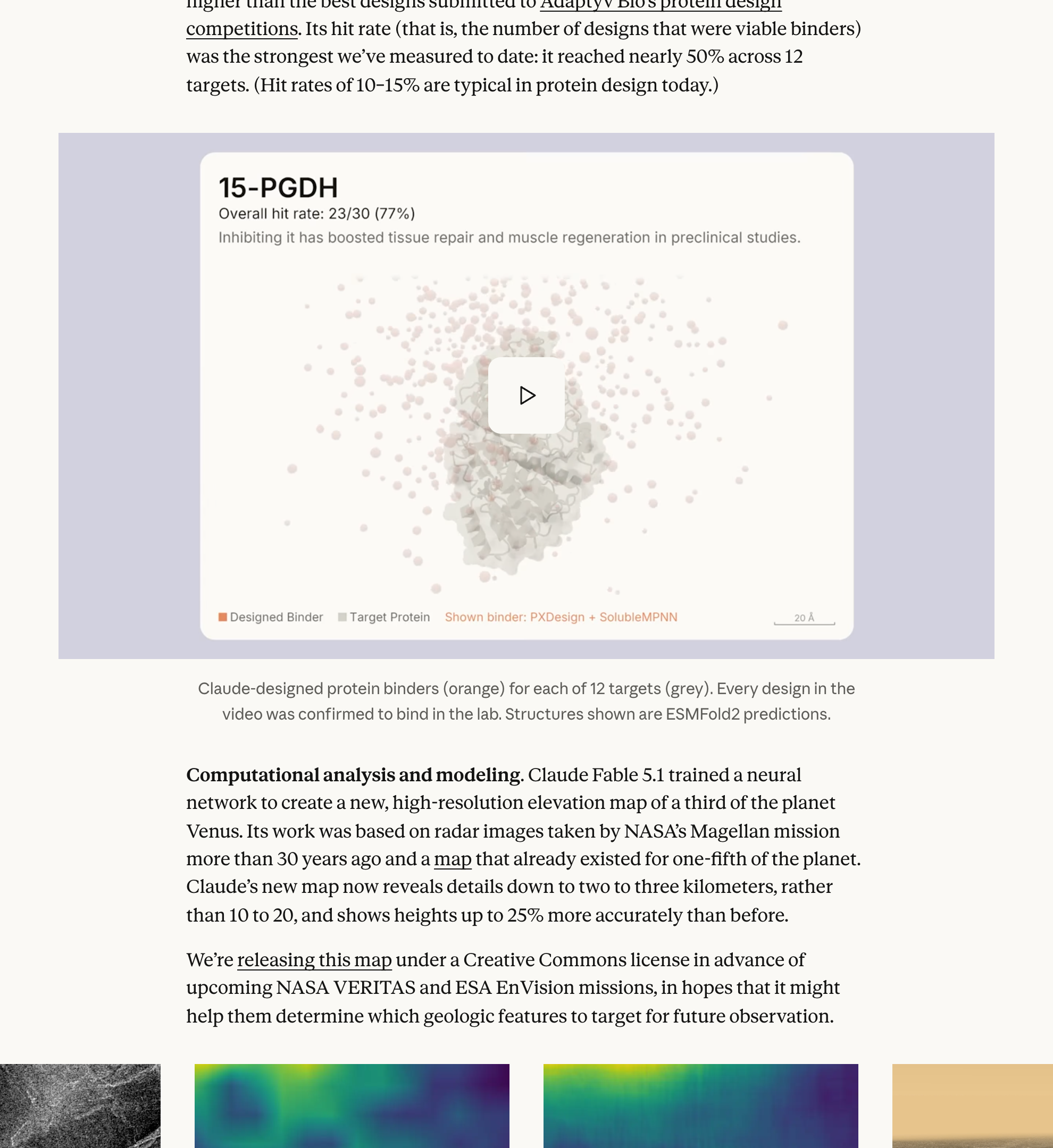 Protein design evidence on Anthropic's official release page