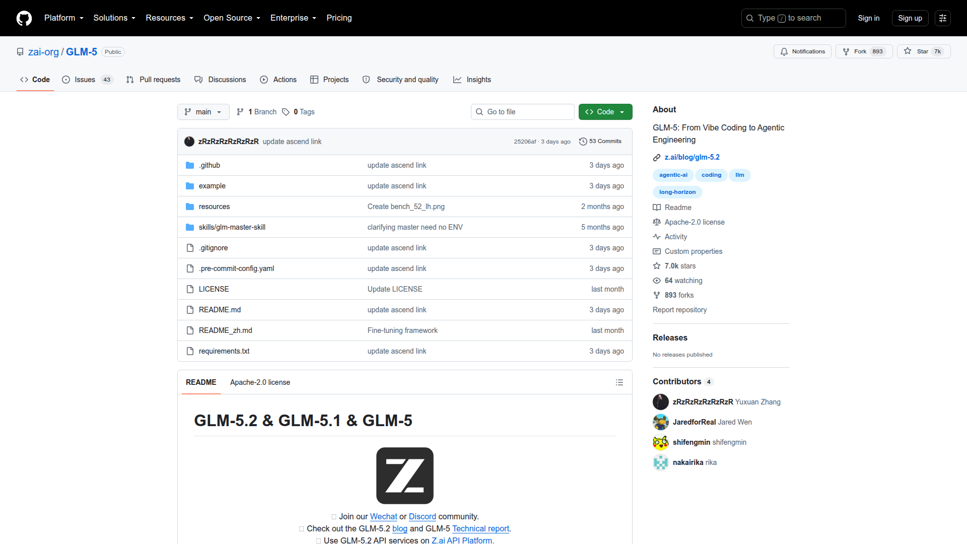 GLM-5 GitHub repository