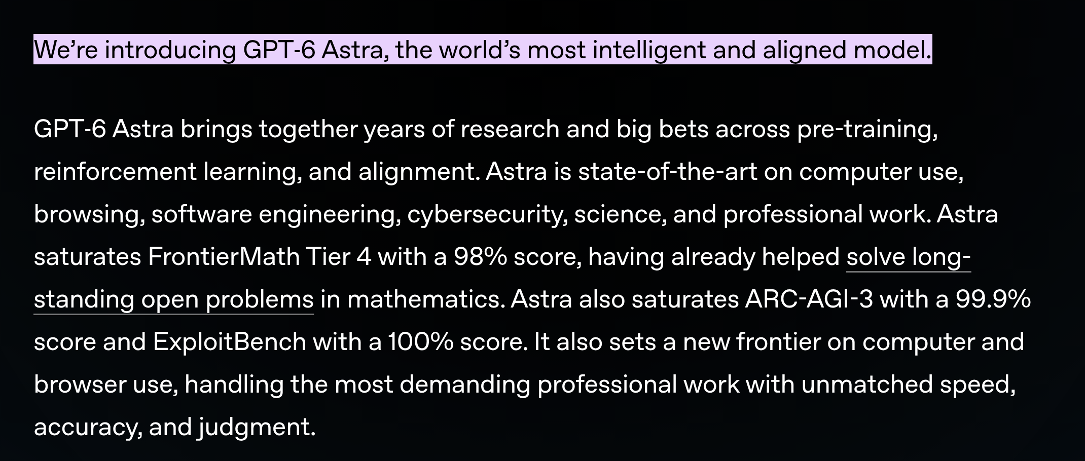 OpenAI's introduction to GPT-6 Astra