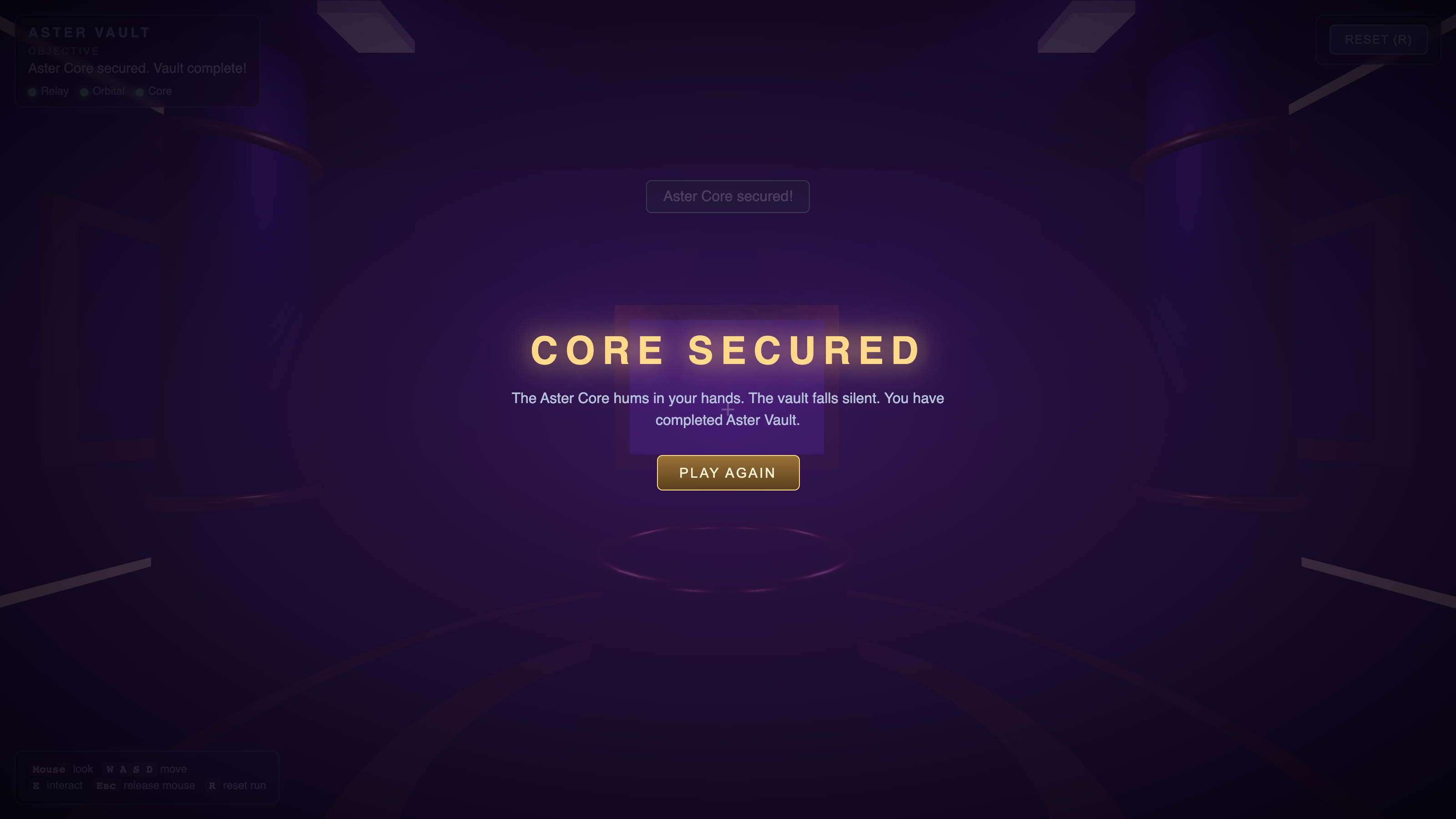 Fable's supplemental artifact displaying CORE SECURED after keyboard completion