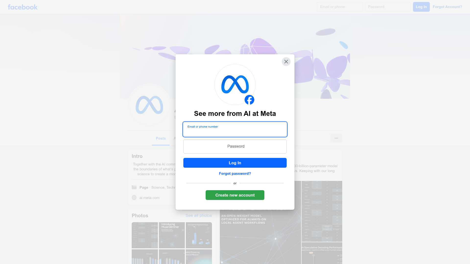 Meta AI page announcing Muse Glimmer open-weight model