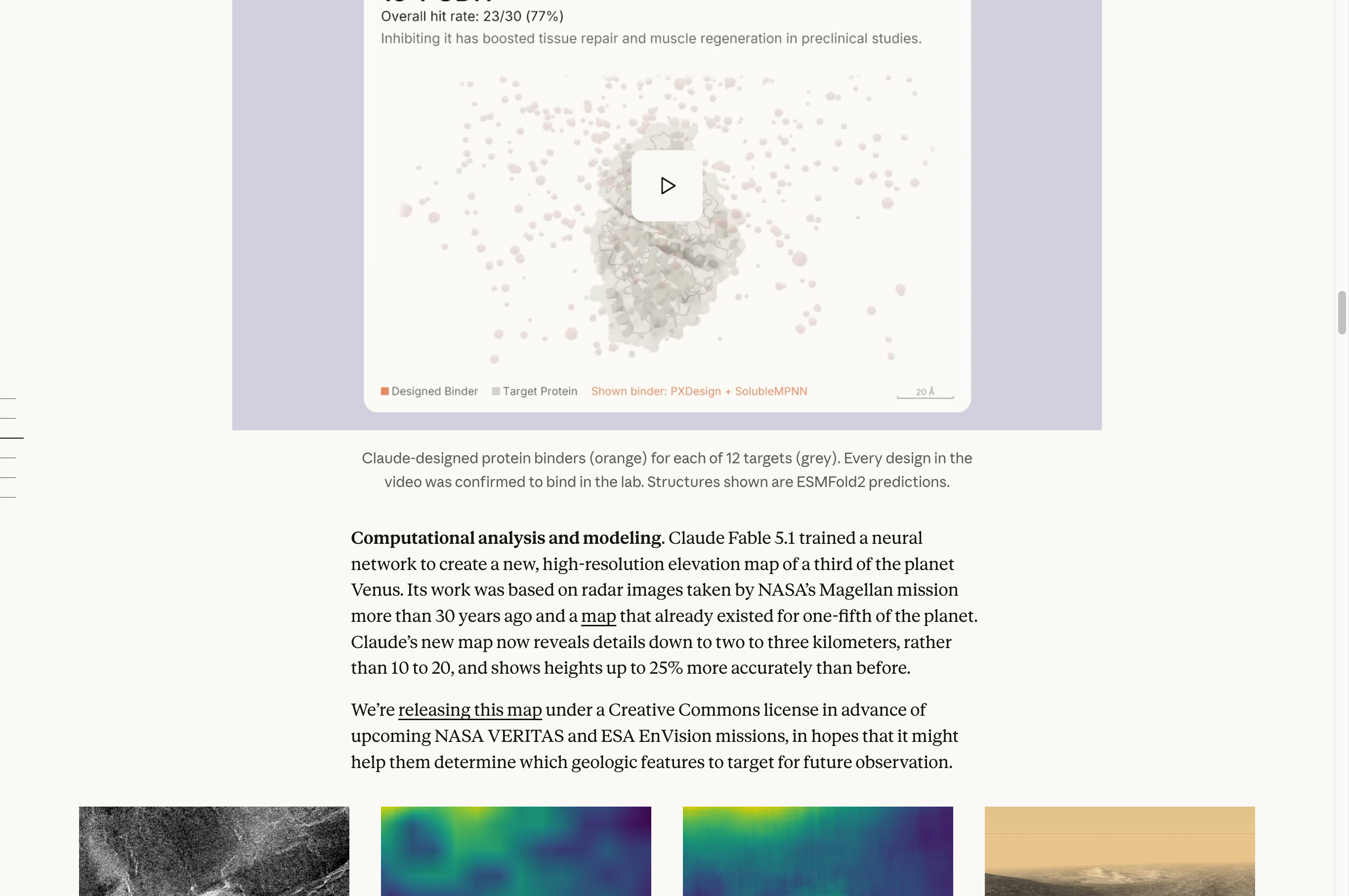 Anthropic facts for the Venus mapping project