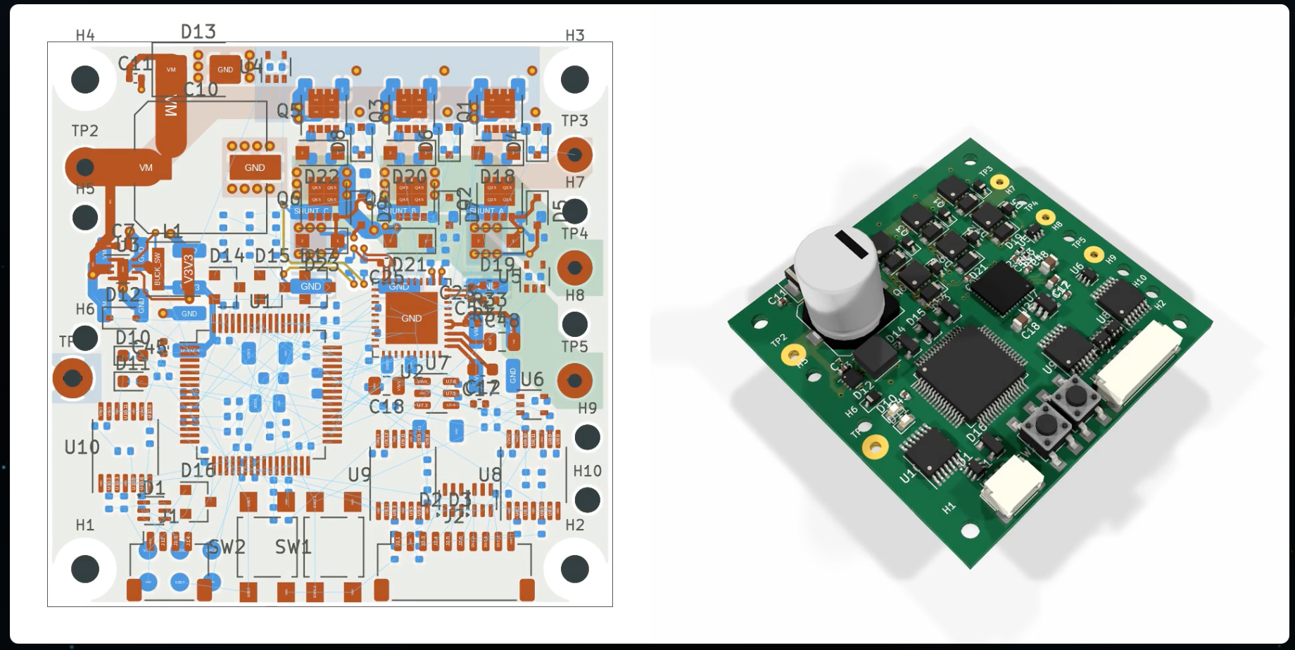GPT-6 Astra producing a PCB layout and rendered board in KiCad