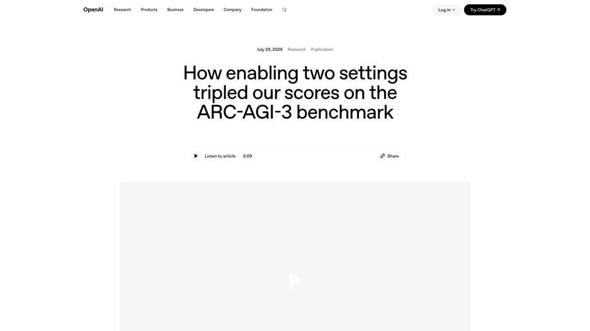 OpenAI 关于 Harness 设置影响 ARC-AGI-3 成绩的研究