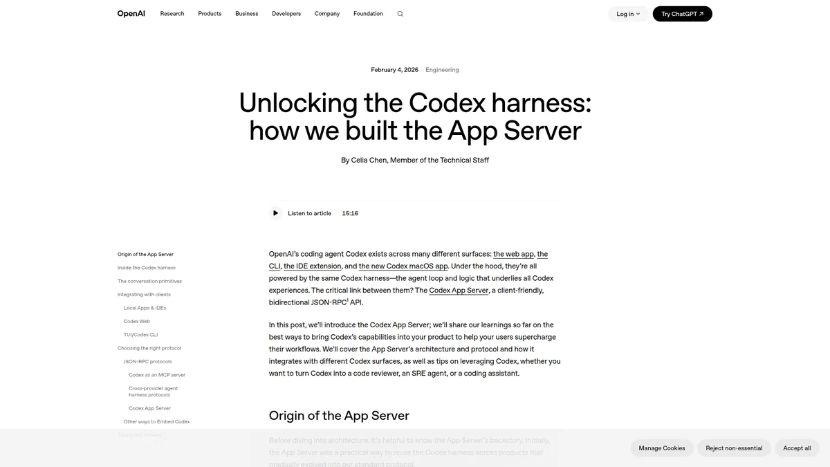 OpenAI 官方 Codex App Server 架构文章