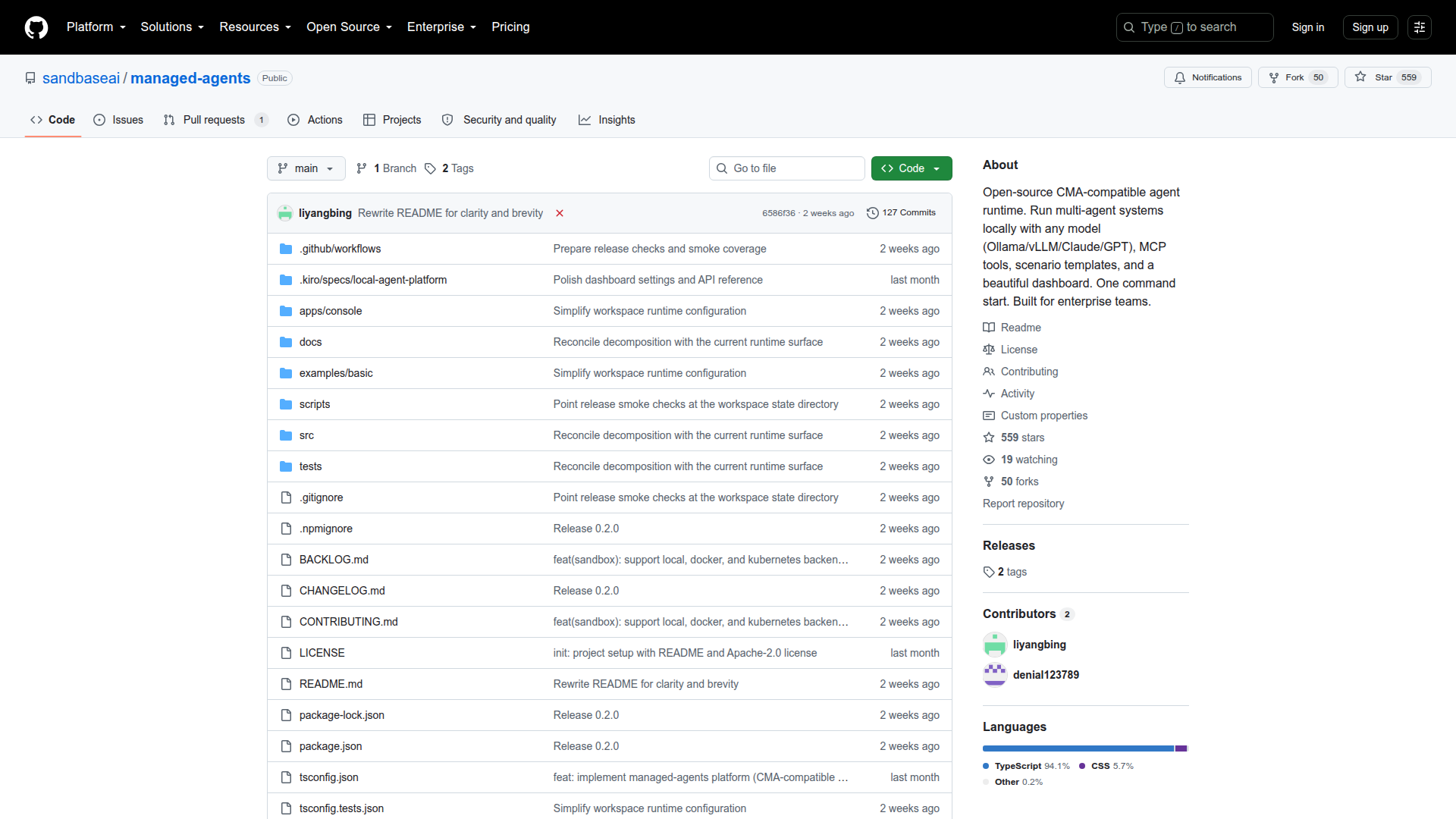 SandBase Managed Agents GitHub repository