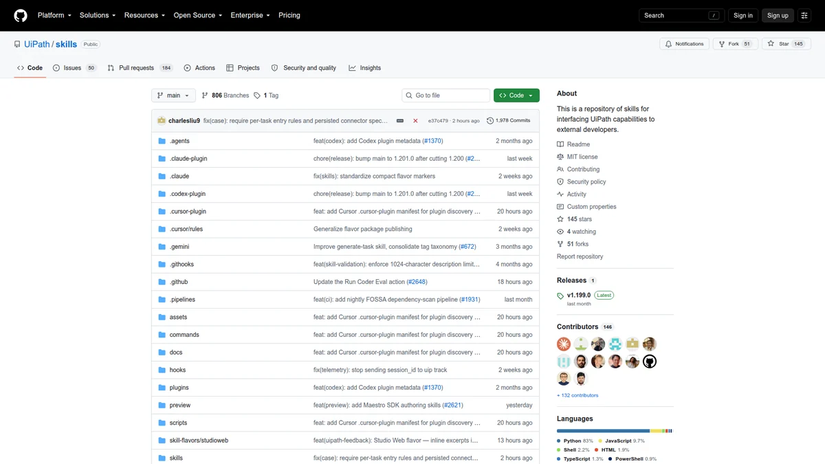 UiPath open-source agent skills repository